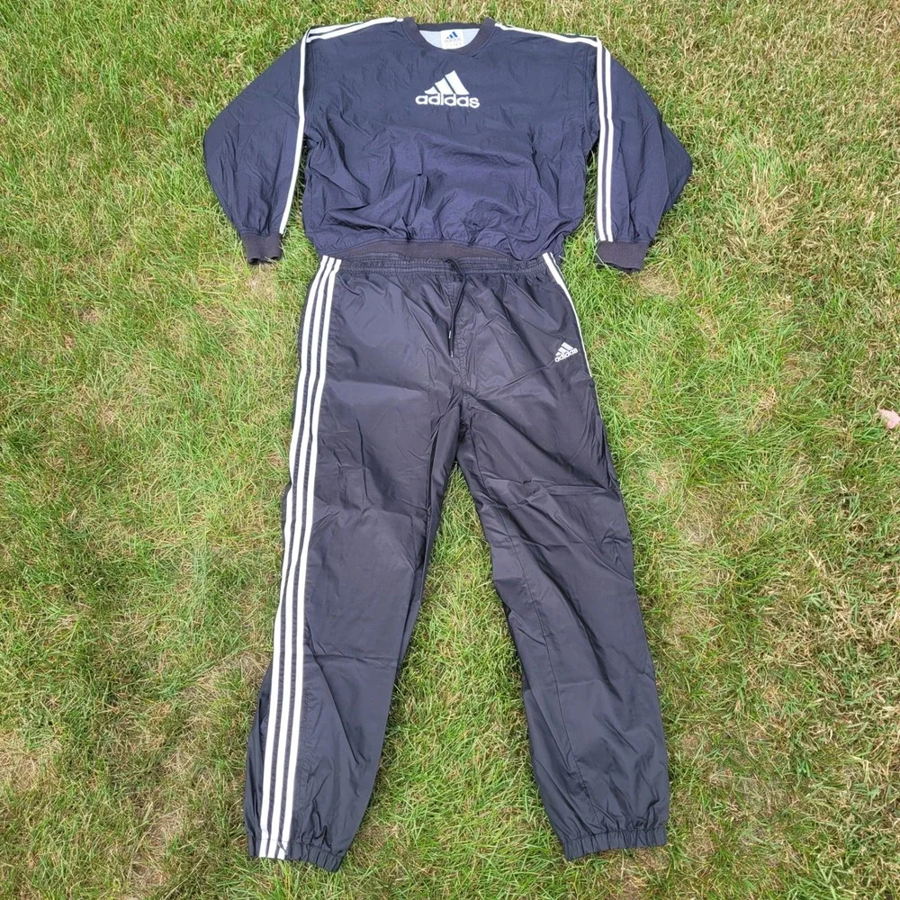 Vintage 90s Adidas Tracksuit Men Large Windbreaker Pullover Set Jacket Pants